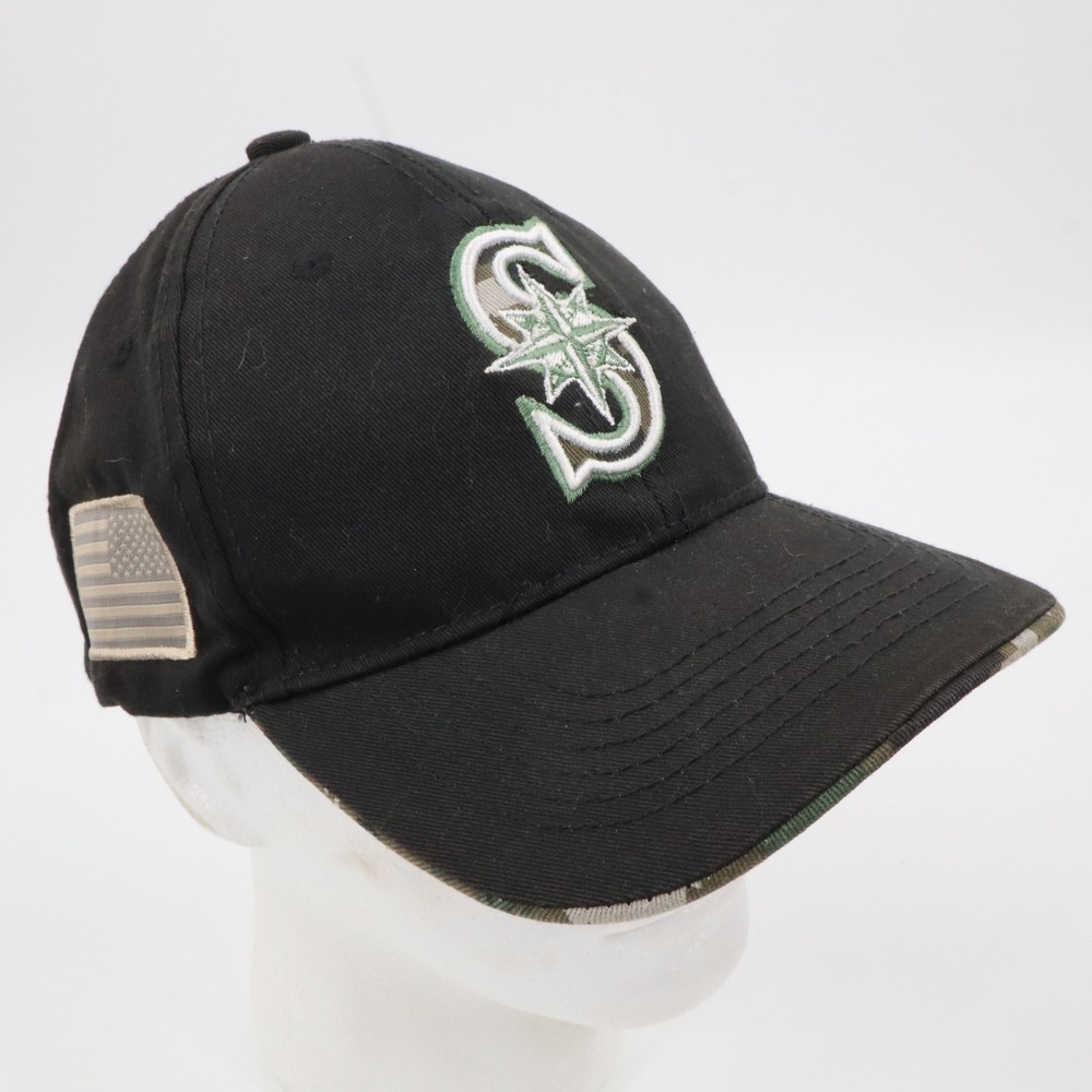 Melonwear Seattle Mariners Hat Mens OSFA‎ Black Boeing Camo Underbrim Flag Patch